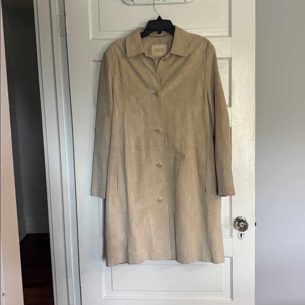 Newport Harbor Tan Leather Button-Up Coat